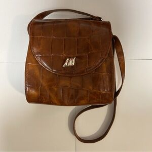 VINTAGE Brown Croc-Embossed Bag